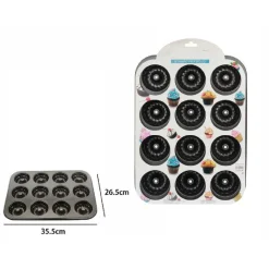 STAMPO TEGLIA VASSOIO ANTIADERENTE 12 MUFFIN CIAMBELLE CUPCAKE DOLCI BUDINO 59941