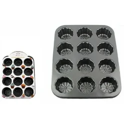 STAMPO TEGLIA VASSOIO ANTIADERENTE PER 12 MUFFIN CUPCAKE DOLCI BUDINO 59942