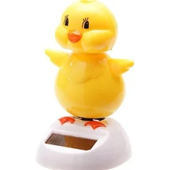 STATUETTA OSCILLANTE AD ENERGIA SOLARE PULCINO GIALLO DONDOLO MOVIMENTO PER AUTO