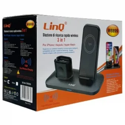 STAZIONE DI RICARICA RAPIDA WIRELESS 3 IN 1 PER IPHONE APPLE WATCH AIRPODS W8899