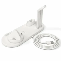 STAZIONE RICARICA WIRELESS 4 IN 1 QI AIR PODS IPHONE COMPATIBILE MICRO USB TYPE C