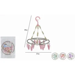 STENDIBIANCHERIA 15 PINZE MOLLETTE ROTONDO STENDINO BIANCHERIA CON GANCIO 79542