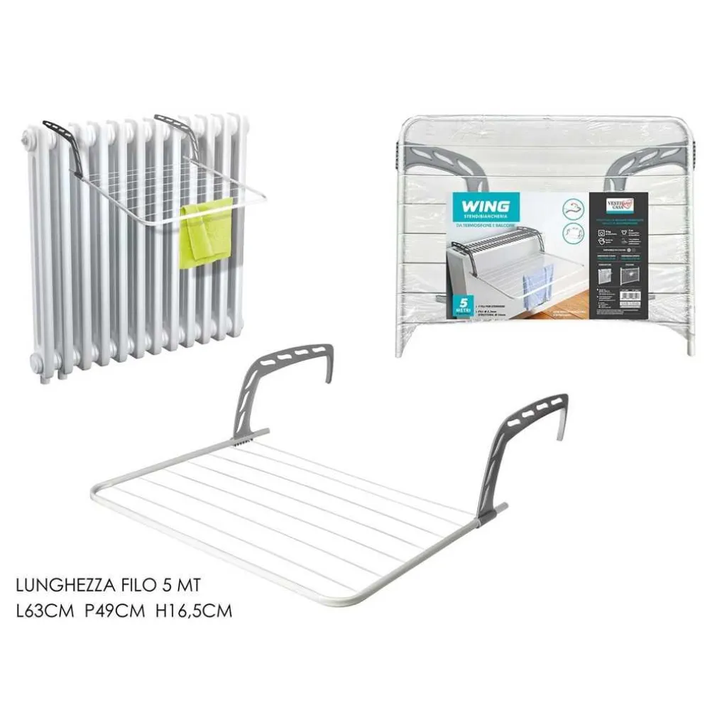 STENDIBIANCHERIA DA TERMOSIFONE BALCONE BRACCI REGOLABILI RIPIEGABILI PRATICA RESISTENTE