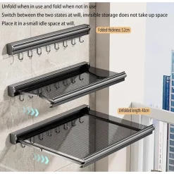 STENDIBIANCHERIA SALVASPAZIO DA PARETE VESTITI BALCONE MAGLIA A RETE RETRATTILE CON GANCI