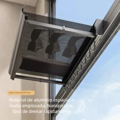 STENDIBIANCHERIA SALVASPAZIO DA PARETE VESTITI BALCONE MAGLIA A RETE RETRATTILE CON GANCI