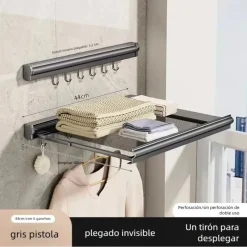 STENDIBIANCHERIA SALVASPAZIO DA PARETE VESTITI BALCONE MAGLIA A RETE RETRATTILE CON GANCI