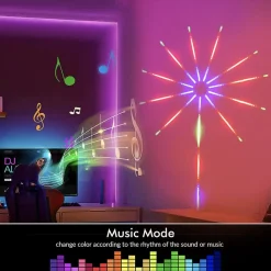 STRIP LED ADESIVA EFFETTO FUOCHI D'ARTIFICIO CONTROLLO SMART A TEMPO DI MUSICA