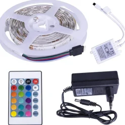 STRIP LED BOBINA 5 METRI RGB 24V SMD 5050 MULTICOLOR 16W/M IP65 300 LED STRISCIA
