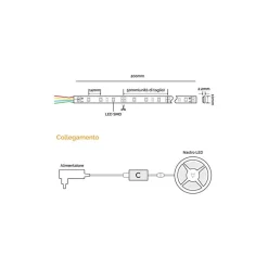 STRIP LED BOBINA 5 METRI RGB 24V SMD 5050 MULTICOLOR 16W/M IP65 300 LED STRISCIA