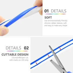 STRIP LED FLUORESCENTE EFFETTO TUBO NEON COLORATO IMPERMEABILE IN SILICONE DC12V