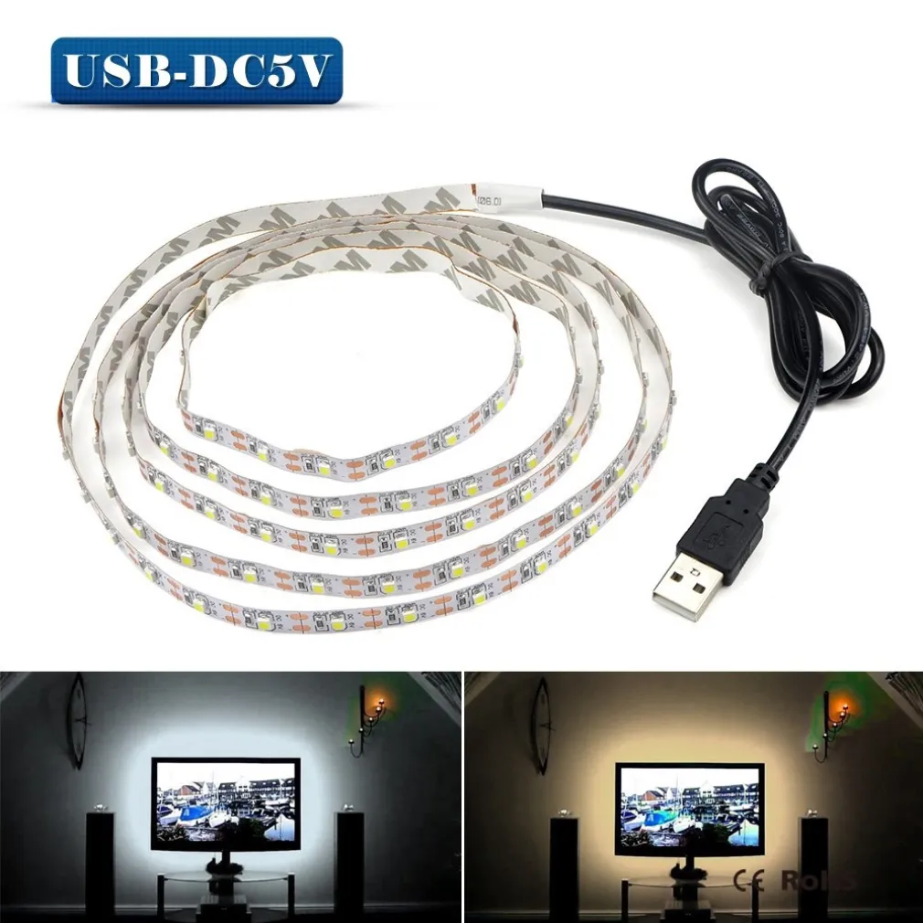 STRIP LED GIALLA STRISCIA 90CM CON ATTACCO USB PER RETROILLUMINAZIONE TELEVISORE