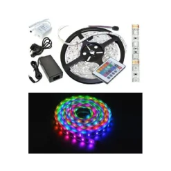 STRISCIA A LED SMD 5050 RGB IP65 5 METRI BOBINA CON ALIMENTATORE E TELECOMANDO