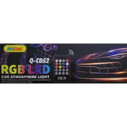 STRISCIA INTERNI AUTO 12LED RGB LUCI VANO PIEDI ATMOSFERA TELECOMANDO 12V Q-CD52