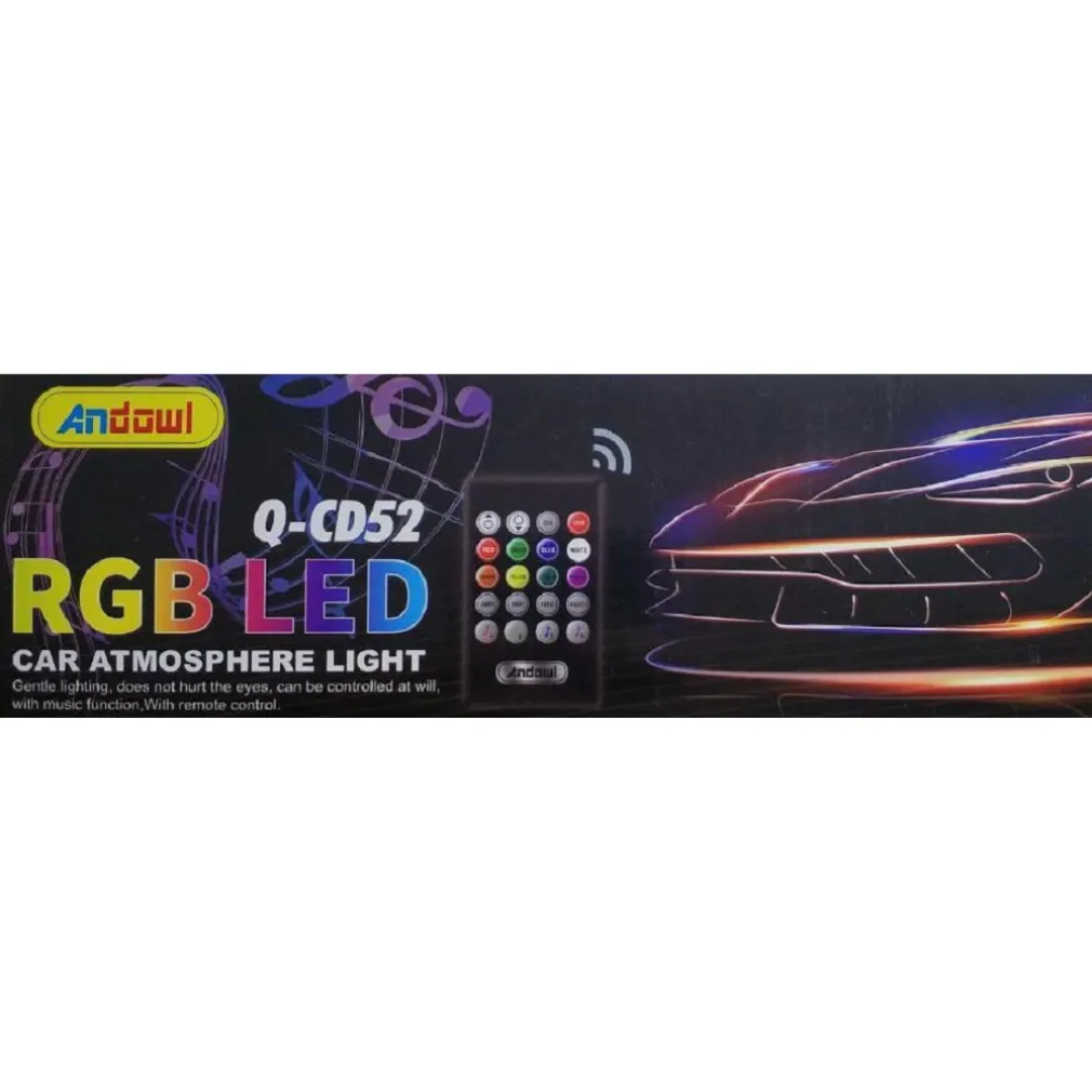 STRISCIA INTERNI AUTO 12LED RGB LUCI VANO PIEDI ATMOSFERA TELECOMANDO 12V Q-CD52
