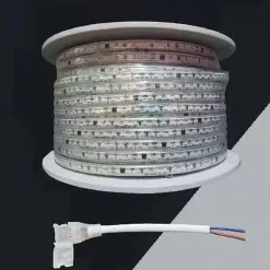 STRISCIA LED 3535 220V 12W/MT 120LED/MT 100 METRI 8 MM LUCE CELESTE 3535-120D-CE