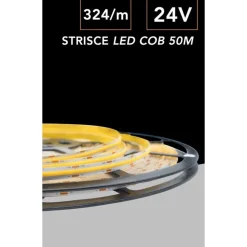 STRISCIA LED COB LUCE 4000K 6500K 3000K BOBINA 50 MT 24V SMD 500W 8 MM COB-50M-324