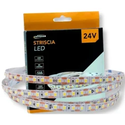 STRISCIA LED FLESSIBILE DC 24V 500W 2835 MONOCOLORE 120LED/MT BOBINA DA 50MT 2835-50M-24V