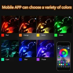 STRISCIA LED FLUORESCENTE LUCI AMBIENTE ILLUMINAZIONE AUTO CON APP SMARTPHONE
