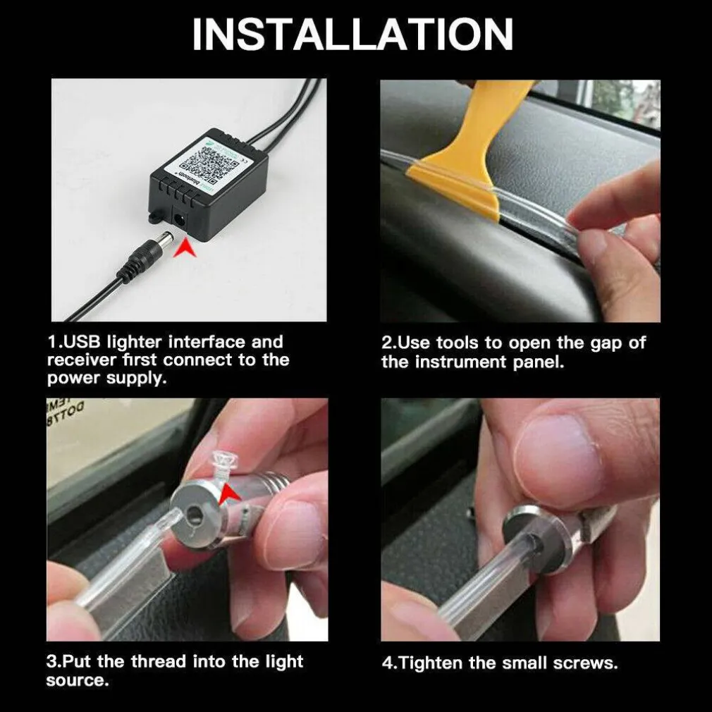 STRISCIA LED FLUORESCENTE LUCI AMBIENTE ILLUMINAZIONE AUTO CON APP SMARTPHONE