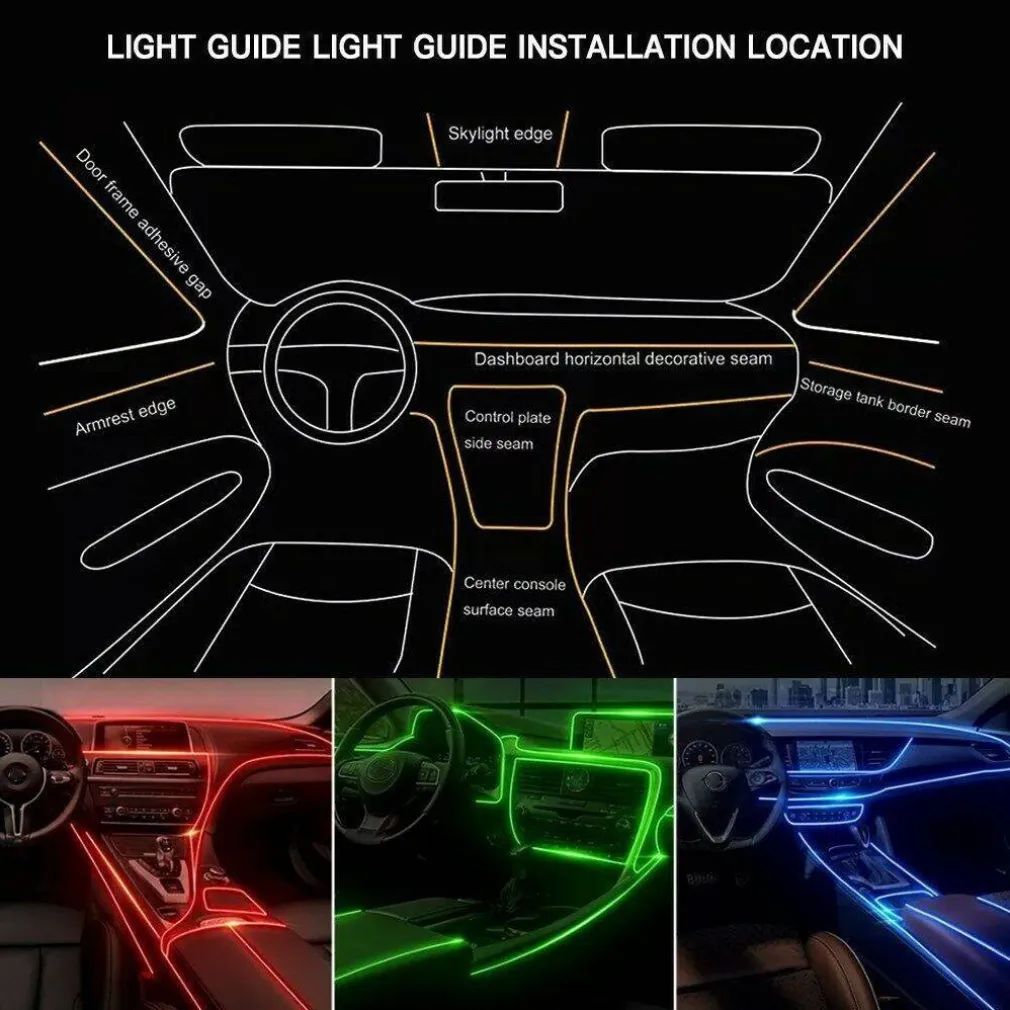 STRISCIA LED FLUORESCENTE LUCI AMBIENTE ILLUMINAZIONE AUTO CON APP SMARTPHONE
