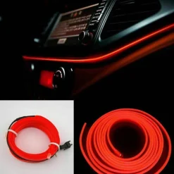 STRISCIA LED FLUORESCENTE ROSSO LUCI AMBIENTE NEON 12V 14W ILLUMINAZIONE AUTO