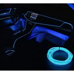 STRISCIA LED FLUORESCENTE BLU NEON 12V 14W ILLUMINAZIONE LUCI AMBIENTE AUTO