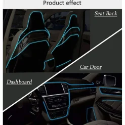 STRISCIA LED FLUORESCENTE BLU NEON 12V 14W ILLUMINAZIONE LUCI AMBIENTE AUTO