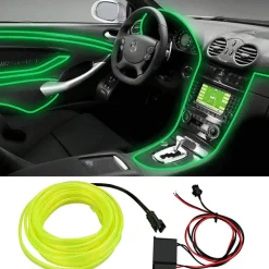 STRISCIA LED FLUORESCENTE VERDE WS1181 NEON 12V 14W ILLUMINAZIONE INTERNO AUTO