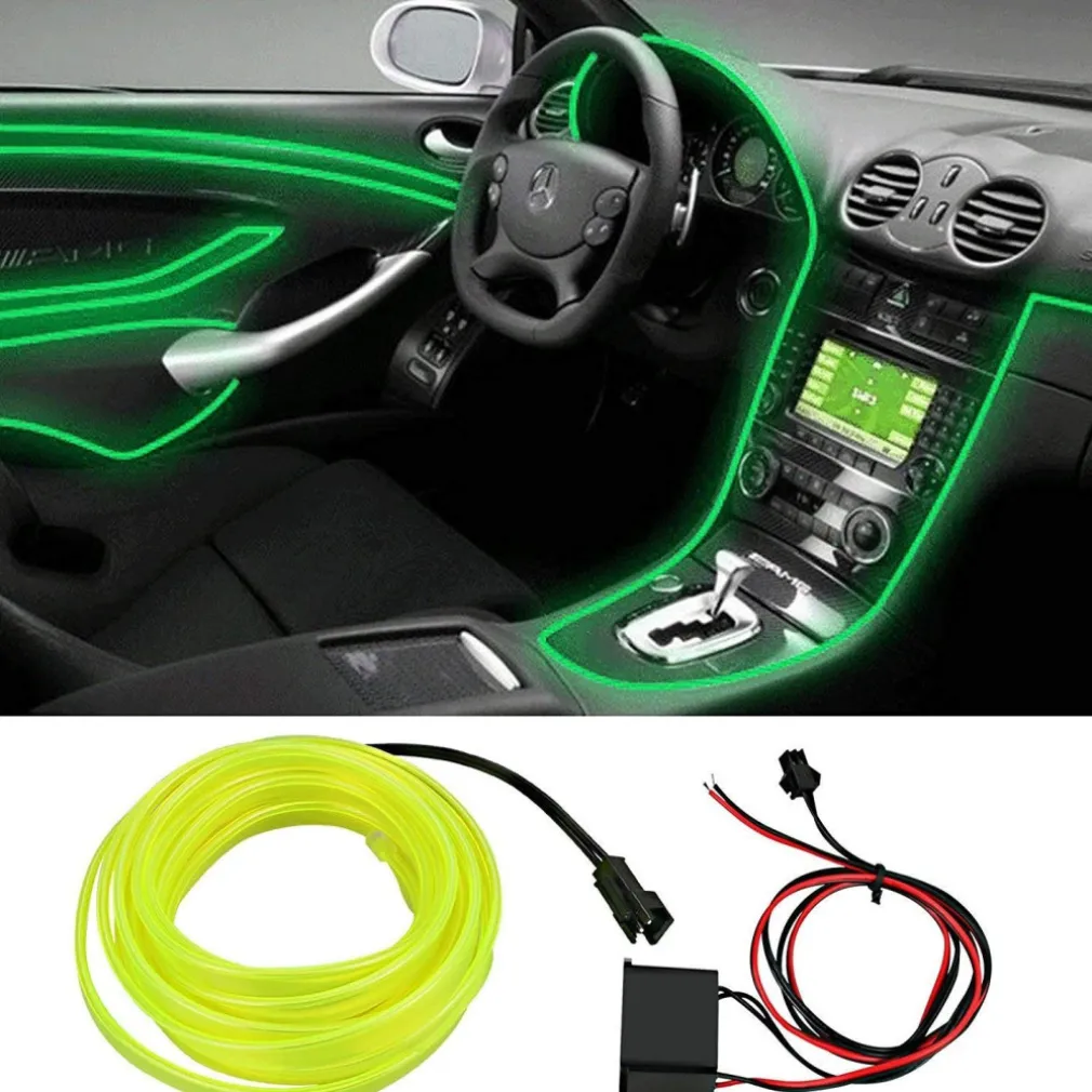 STRISCIA LED FLUORESCENTE VERDE WS1181 NEON 12V 14W ILLUMINAZIONE INTERNO AUTO