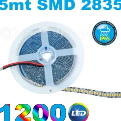 STRISCIA LED 5MT 1200 LED 2835 IP65 INTERNI ESTERNO LUCE CALDA NATURALE FREDDA