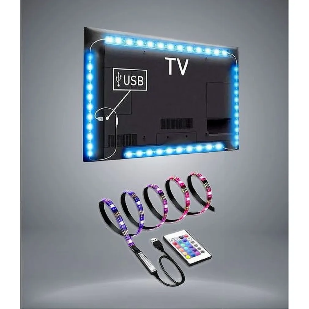 STRISCIA LED RETROILLUMINAZIONE TV MONITOR RGB SMD 5050 5 MT USB DC5V 5050RGB-5V