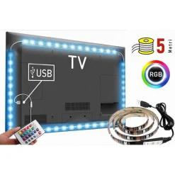 STRISCIA LED RETROILLUMINAZIONE TV MONITOR RGB SMD 5050 5 MT USB DC5V 5050RGB-5V