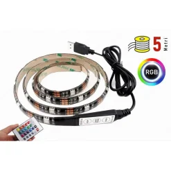 STRISCIA LED RETROILLUMINAZIONE TV MONITOR RGB SMD 5050 5 MT USB DC5V 5050RGB-5V