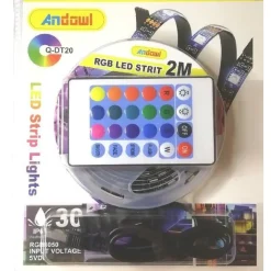 STRISCIA LED RGB USB 2 METRI CON TELECOMANDO 5050 5V IP67 IMPERMEABILE Q-DT20