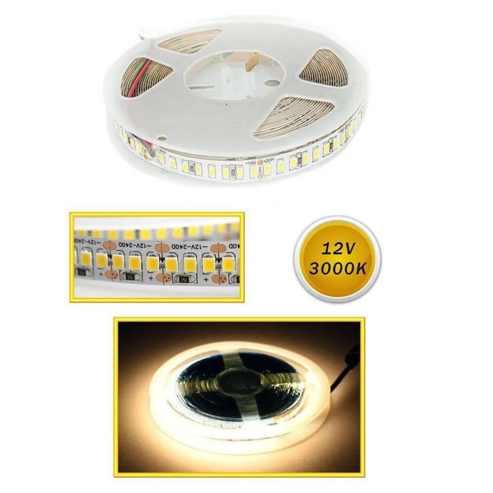 STRISCIA LED SMD 2835 STRIP 5 MT BOBINA LUCE NATURALE CALDA FREDDA 2835 12V