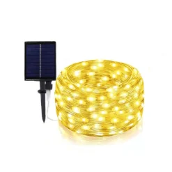 STRISCIA LUMINOSA LED 10MT CON PANNELLO SOLARE PICCHETTO CATENA LUCE DECORAZIONI KYP-10
