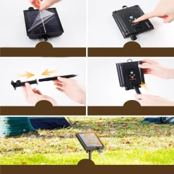 STRISCIA LUMINOSA LED 10MT CON PANNELLO SOLARE PICCHETTO CATENA LUCE DECORAZIONI KYP-10