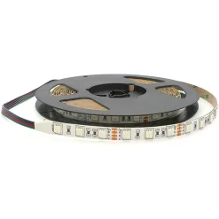 STRISCIA STRIP LED 5050 60LED/MT RGB 12V 7W/MT BOBINA 5 METRI IP20 5050-L-RGB