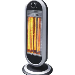 STUFA AL CARBONIO 2 POTENZE SELEZIONABILI 450/900W BASE OSCILLANTE NERO E SILVER