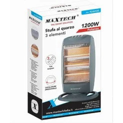 STUFA AL QUARZO CON 3 ELEMENTI OSCILLANTE ANTIRIBALTAMENTO 1200 WATT TCHH12C