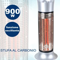 STUFA ELETTRICA AL CARBONIO INFRAROSSI 900W OSCILLANTE CALORE ISTANTANEO
