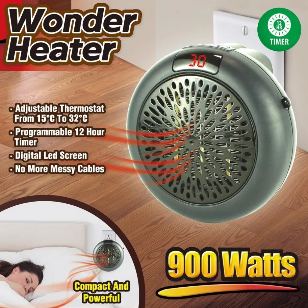 STUFA ELETTRICA PORTATILE 900W WONDER HEATER PORTATILE REGOLABILE DA 15° A 32°C