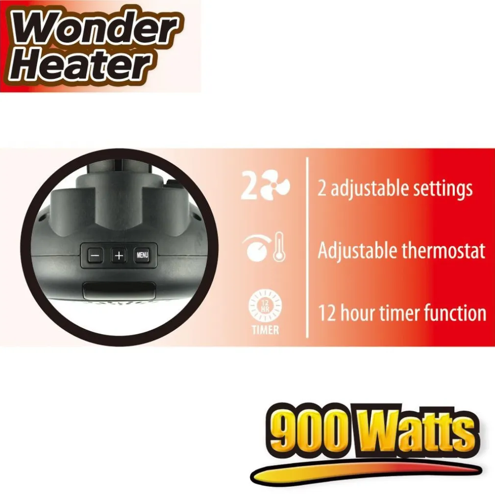 STUFA ELETTRICA PORTATILE 900W WONDER HEATER PORTATILE REGOLABILE DA 15° A 32°C