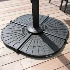 SUPPORTO BASE PER OMBRELLONE PESO PIEDE D'APPOGGIO NERO CON MANIGLIA METALLO 020702