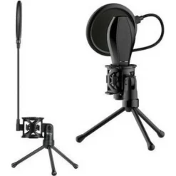 SUPPORTO MINI MICROFONO TAVOLO PS-2 KIT FILTRO ANTI POP TREPPIEDI RAGNO MICROFONO