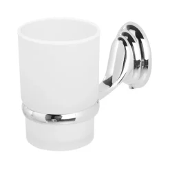 SUPPORTO PORTA BICCHIERE PER SPAZZOLINI ACCIAIO VETRO A PARETE ACCESSORI BAGNO