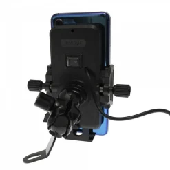 SUPPORTO PORTA CELLULARE CON PRESA USB PER MOTO BICI RICARICA 5V 2.1A Q-CD66