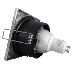SUPPORTO PORTA FARETTO DA INCASSO LAMPADINE LED MR16 PAR16 QUADRATO ACCIAIO 75MM