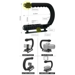 SUPPORTO STABILIZZATORE PORTATILE VIDEOCAMERA SMARTPHONE LUCE MICROFONO AY-49U