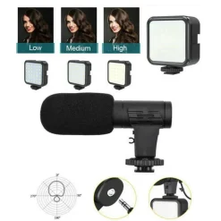 SUPPORTO STABILIZZATORE PORTATILE VIDEOCAMERA SMARTPHONE LUCE MICROFONO AY-49U